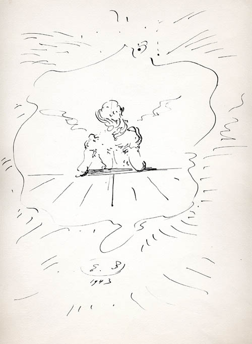 Eugene Berman - Title Page Study for Julien Levy monograph - 1943 ink on paper